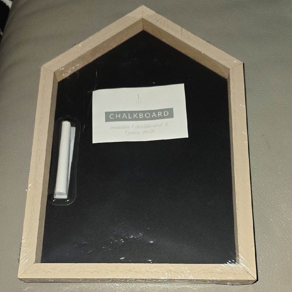 House-Shaped Chalkboard with Chalk